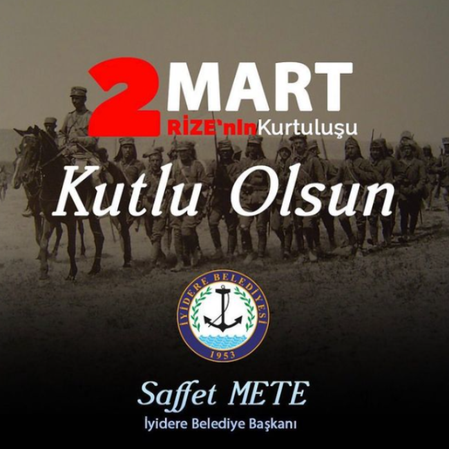 Başkanımız Sayın Saffet METE'den Rize'nin kurtuluşu dolayısıyla mesaj yayınlandı.