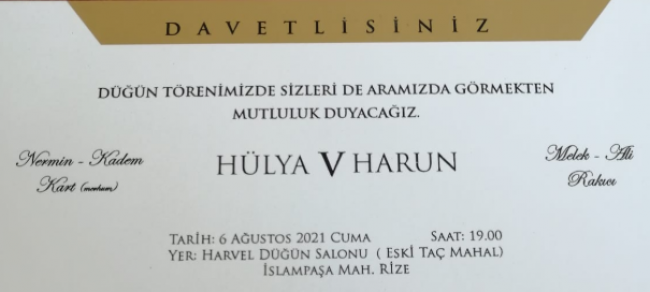 HÜLYA & HARUN 06.08.2021 ÇARŞAMBA 19:00