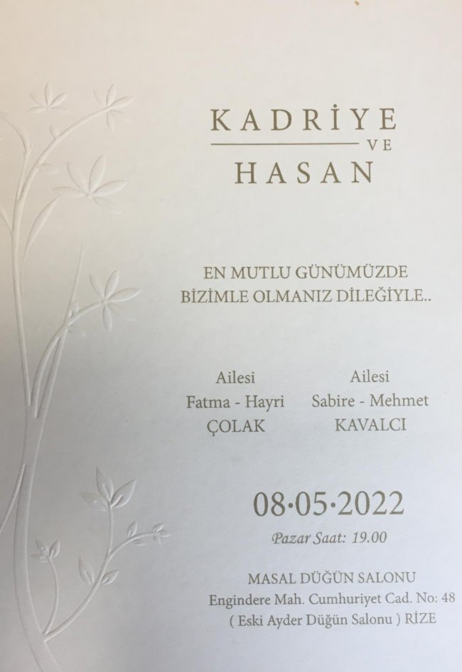KADRİYE&HASAN 08.05.2022 PAZAR 19:00 /F