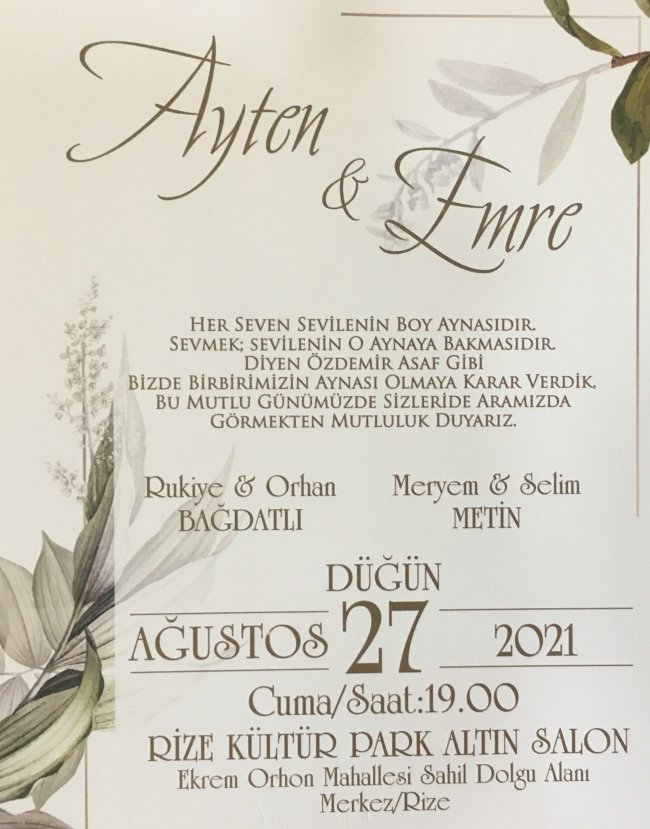 AYTEN & EMRE 27.08.2021 CUMA 19:00