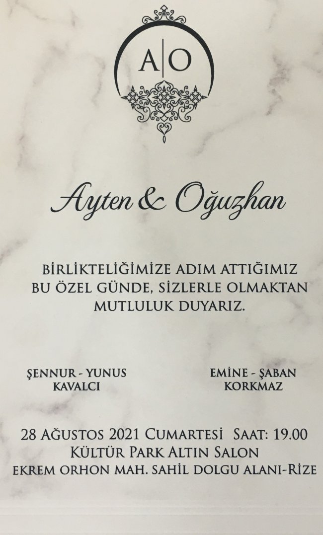 AYTEN & OĞUZHAN 28.08.2021 CUMARTESİ 19:00