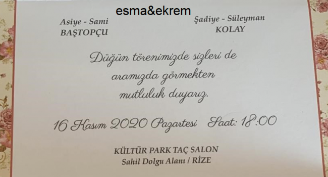 ESMA&EKREM 16.11.2020 PAZARTESİ 18:00 /f