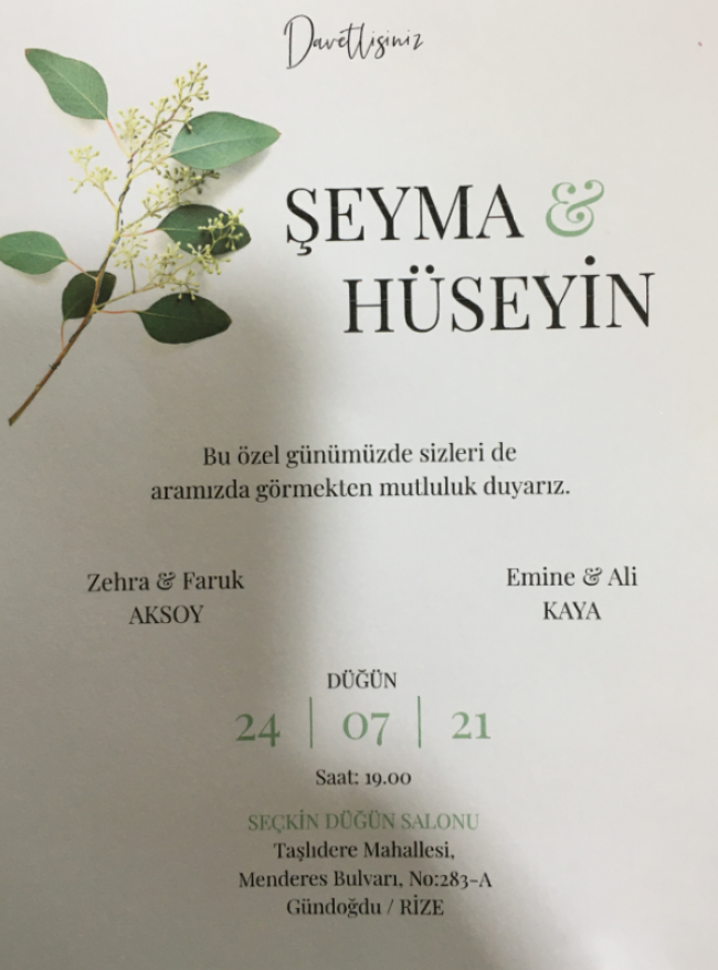 ŞEYMA@HÜSEYİN 24.07.2021 CUMARTESİ 19:00